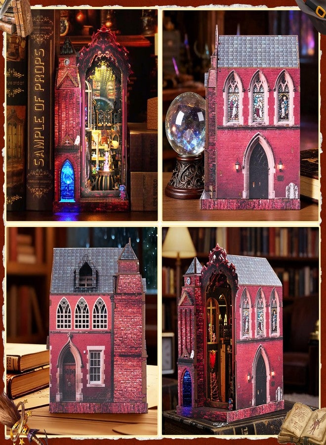 GATTLELIC Book Nook Kit, DIY Miniature House Dollhouse Crafts Kit for Adults and Teens, Magic Castle 3D Wooden Puzzle Booknook Build Bookshelf Decor, Gifts for Family and Friends（Arcane Sprire） - Image 4